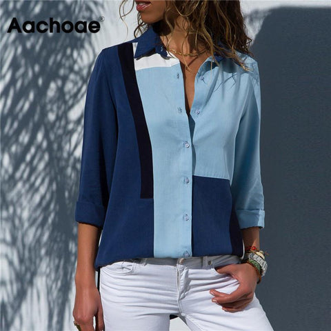 Women Blouses 2019 Long Sleeve Collar Office Shirt Leisure Blouse Shirt Casual Tops