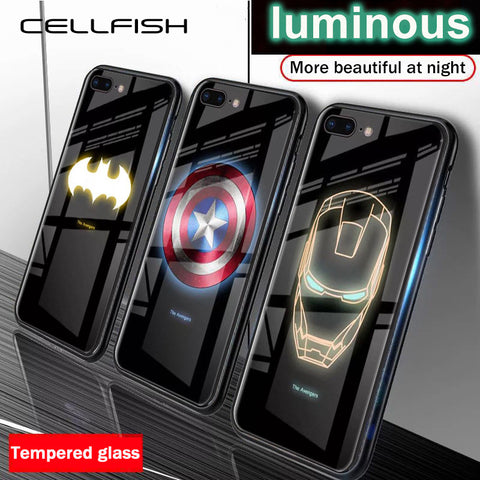 Marvel Avengers Luminous Tempered Glass Case for iPhone X XS MAX XR 10 6 7 8 11 PRO