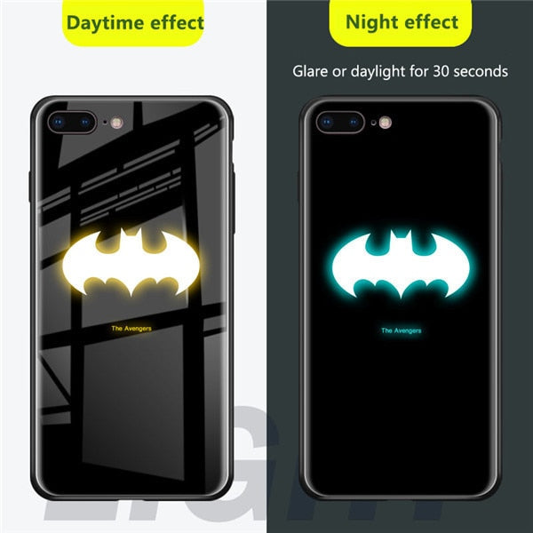 Marvel Avengers Luminous Tempered Glass Case for iPhone X XS MAX XR 10 6 7 8 11 PRO