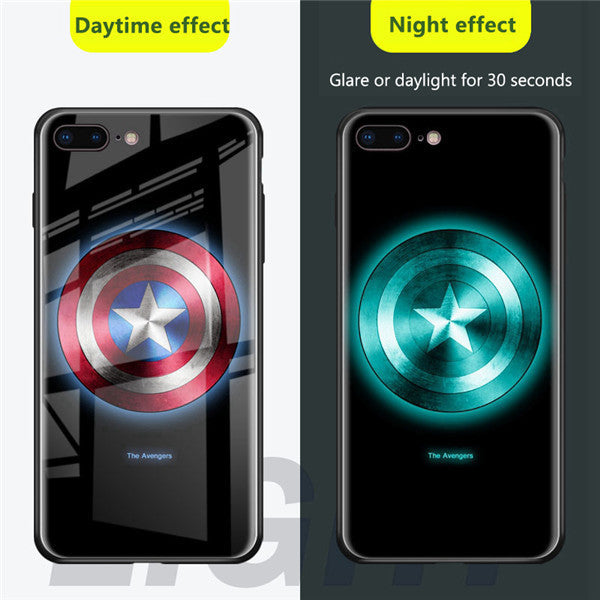 Marvel Avengers Luminous Tempered Glass Case for iPhone X XS MAX XR 10 6 7 8 11 PRO