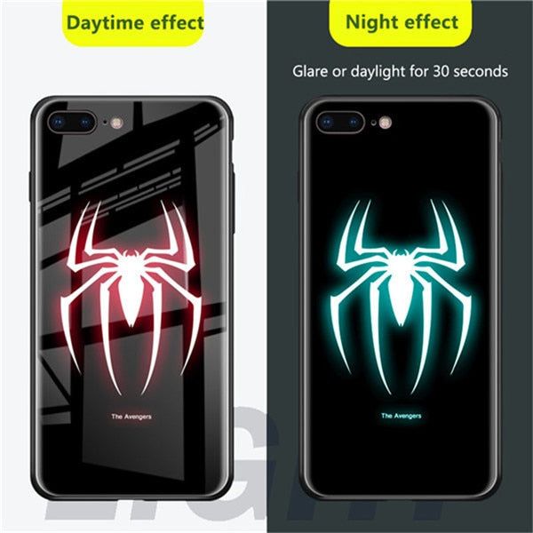 Marvel Avengers Luminous Tempered Glass Case for iPhone X XS MAX XR 10 6 7 8 11 PRO