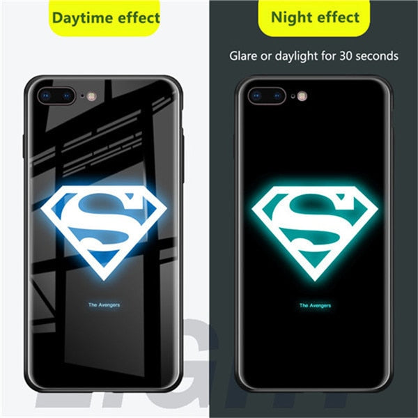 Marvel Avengers Luminous Tempered Glass Case for iPhone X XS MAX XR 10 6 7 8 11 PRO
