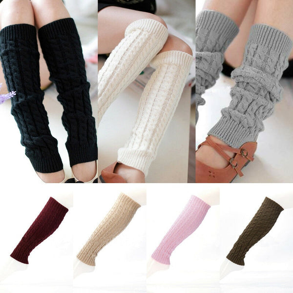 Leg Warmers Women Knee High Winter Knit Solid Crochet Leg Warmer Socks