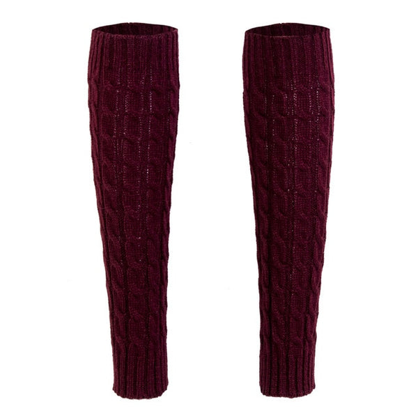 Leg Warmers Women Knee High Winter Knit Solid Crochet Leg Warmer Socks