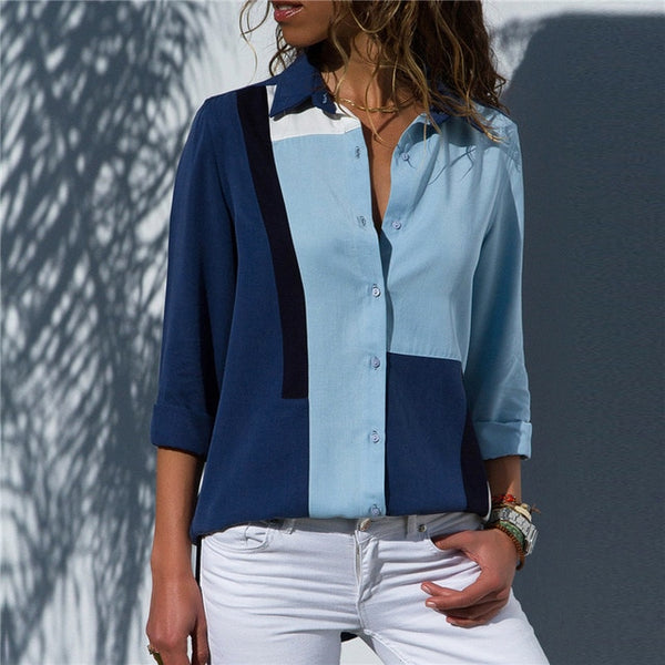 Women Blouses 2019 Long Sleeve Collar Office Shirt Leisure Blouse Shirt Casual Tops