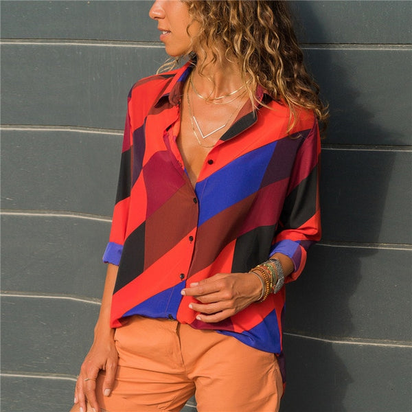 Women Blouses 2019 Long Sleeve Collar Office Shirt Leisure Blouse Shirt Casual Tops