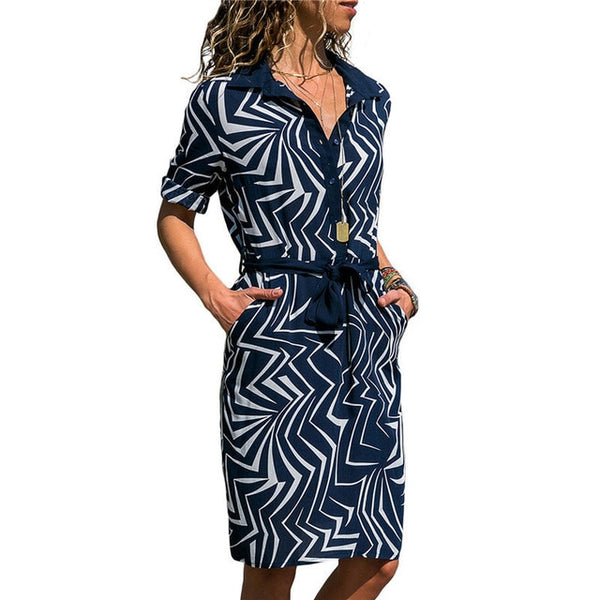 Long Sleeve Shirt Dress 2019 Summer Beach Dresses Women Casual Striped