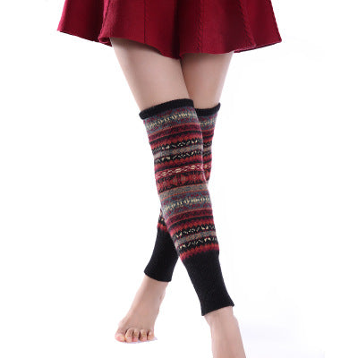 Winter Over Knee Long Knit cover Warmers Legging Chic Warm Striped Calentadores