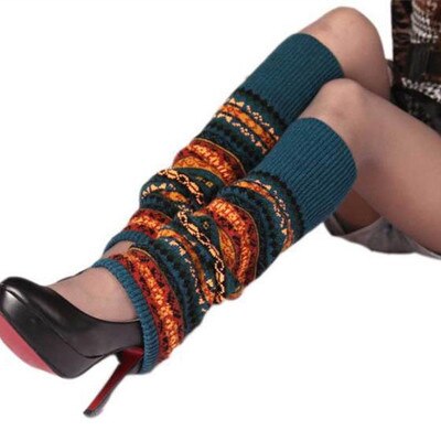 Winter Over Knee Long Knit cover Warmers Legging Chic Warm Striped Calentadores