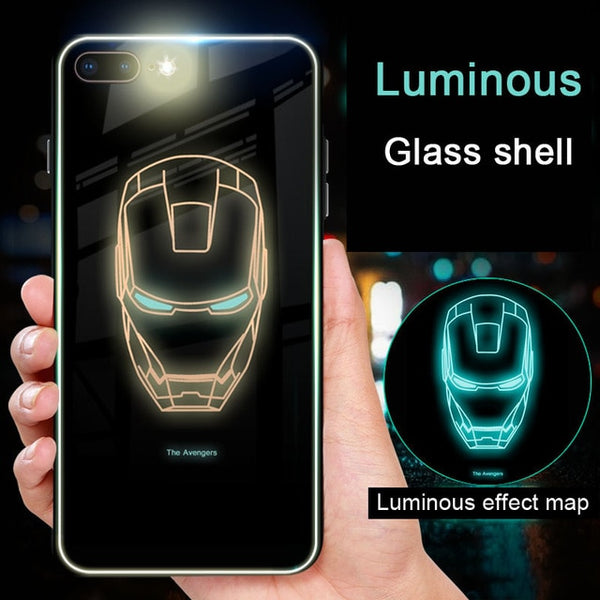 NEW  Luminous Glass Case For iphone 11 pro Max 7 8 6s Plus Xs Max Xr case Cover