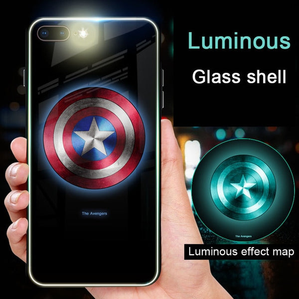 NEW  Luminous Glass Case For iphone 11 pro Max 7 8 6s Plus Xs Max Xr case Cover