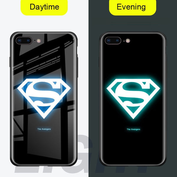 NEW  Luminous Glass Case For iphone 11 pro Max 7 8 6s Plus Xs Max Xr case Cover