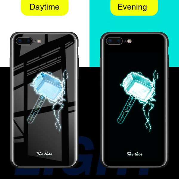 NEW  Luminous Glass Case For iphone 11 pro Max 7 8 6s Plus Xs Max Xr case Cover