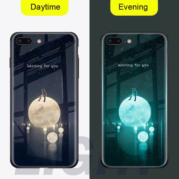 NEW  Luminous Glass Case For iphone 11 pro Max 7 8 6s Plus Xs Max Xr case Cover