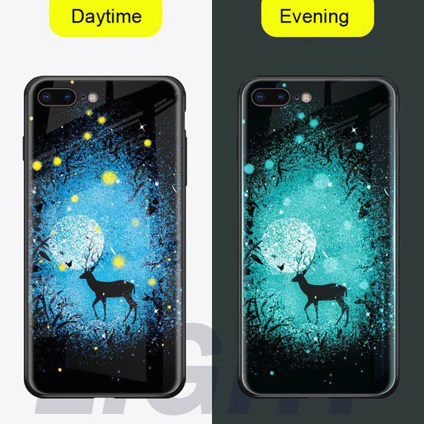 NEW  Luminous Glass Case For iphone 11 pro Max 7 8 6s Plus Xs Max Xr case Cover