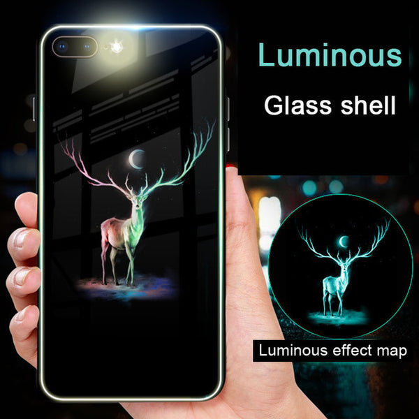 NEW  Luminous Glass Case For iphone 11 pro Max 7 8 6s Plus Xs Max Xr case Cover