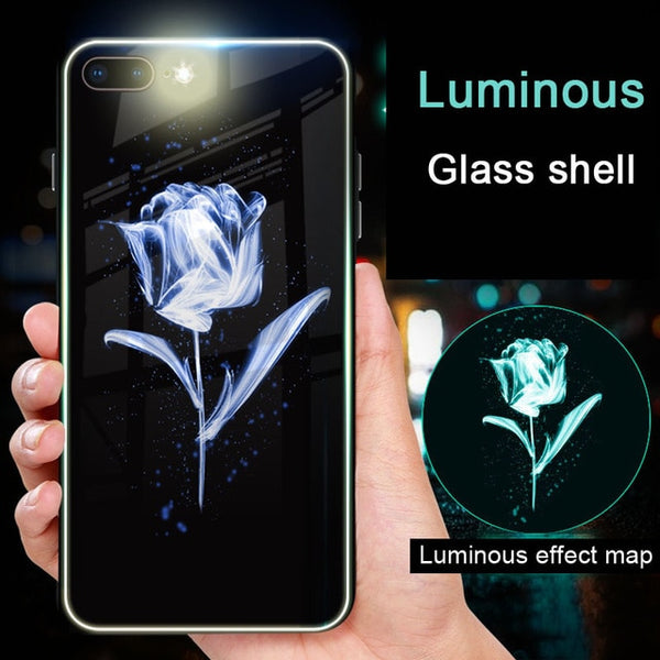 NEW  Luminous Glass Case For iphone 11 pro Max 7 8 6s Plus Xs Max Xr case Cover