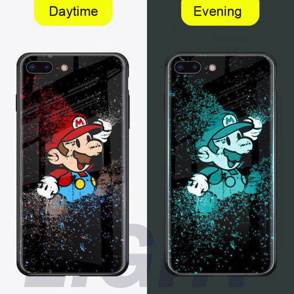 NEW  Luminous Glass Case For iphone 11 pro Max 7 8 6s Plus Xs Max Xr case Cover