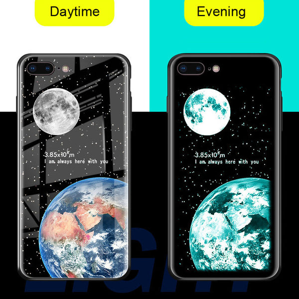 NEW  Luminous Glass Case For iphone 11 pro Max 7 8 6s Plus Xs Max Xr case Cover