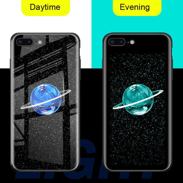 NEW  Luminous Glass Case For iphone 11 pro Max 7 8 6s Plus Xs Max Xr case Cover
