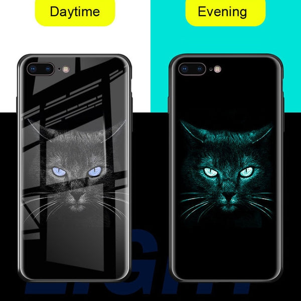 NEW  Luminous Glass Case For iphone 11 pro Max 7 8 6s Plus Xs Max Xr case Cover