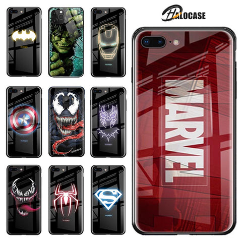 Marvel Avengers Luminous Tempered Glass Case For Samsung S10 S9 S8 Note 10 9 8