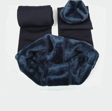 Warm Women's Plus Velvet Winter Leggings Ankle-Length Keep Warm Solid Pants