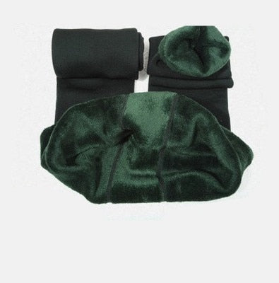 Warm Women's Plus Velvet Winter Leggings Ankle-Length Keep Warm Solid Pants