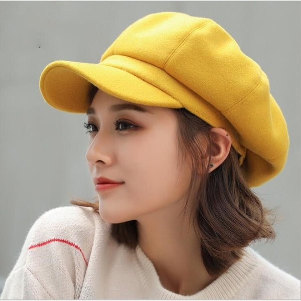 Women Beret Autumn Winter Octagonal Cap Hats Stylish Artist Painter Newsboy Caps